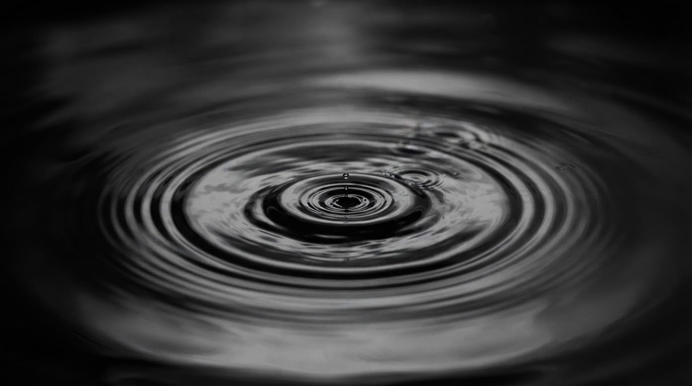 Delicate concentric water ripples disturbance, liquid gloss texture
